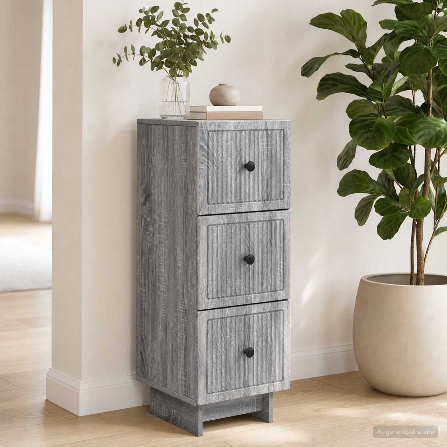 vidaXL Drawer Cabinet Grey Sonoma 33 x 34.5 x 90 cm Engineered Wood