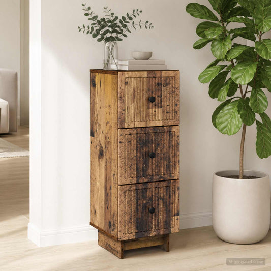 vidaXL Drawer Cabinet Old Wood 33 x 34.5 x 90 cm Engineered Wood