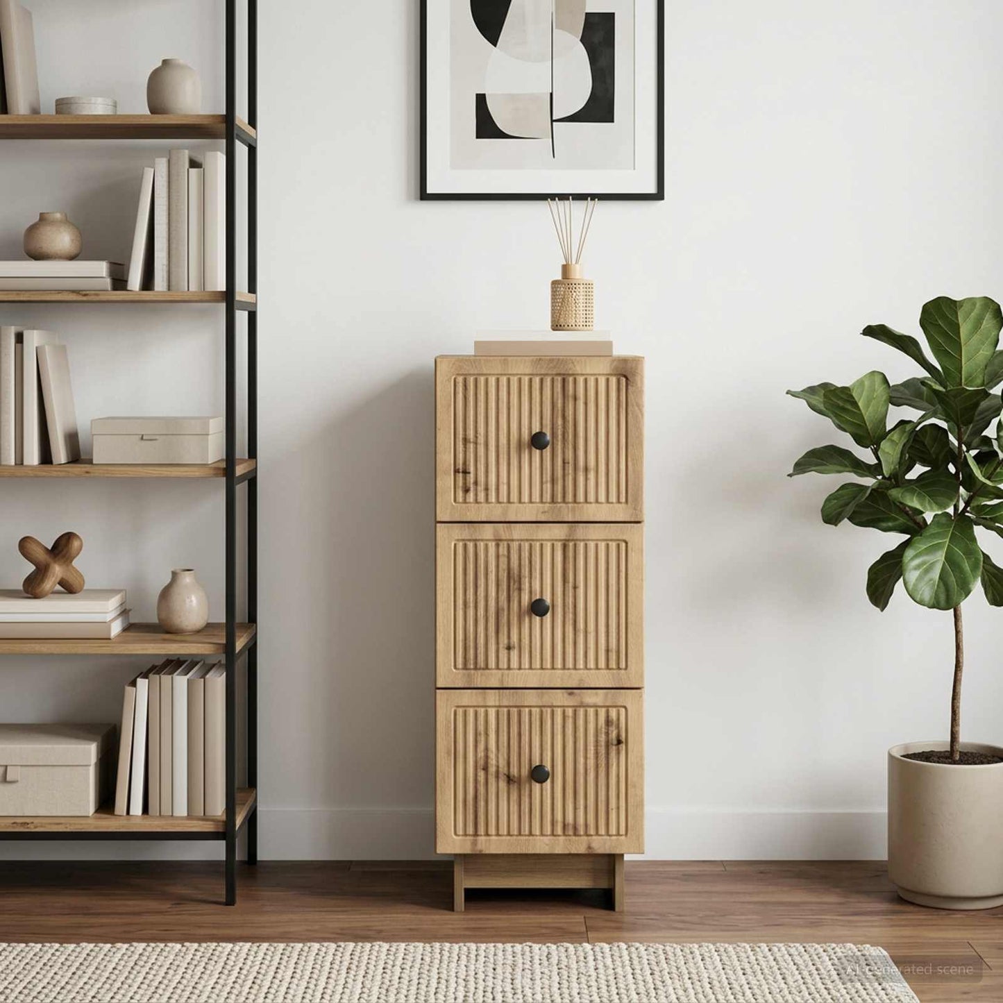 vidaXL Drawer Cabinet 33 x 34.5 x 90 cm Engineered Wood Artisan Oak