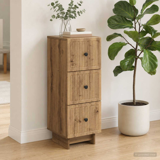 vidaXL Drawer Cabinet 33 x 34.5 x 90 cm Engineered Wood Artisan Oak