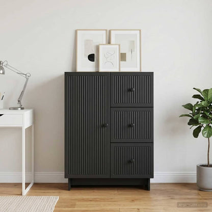 vidaXL Sideboard with Drawer Black 66 x 34.5 x 90 cm Engineered Wood