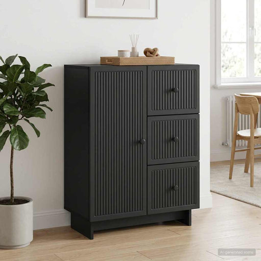 vidaXL Sideboard with Drawer Black 66 x 34.5 x 90 cm Engineered Wood