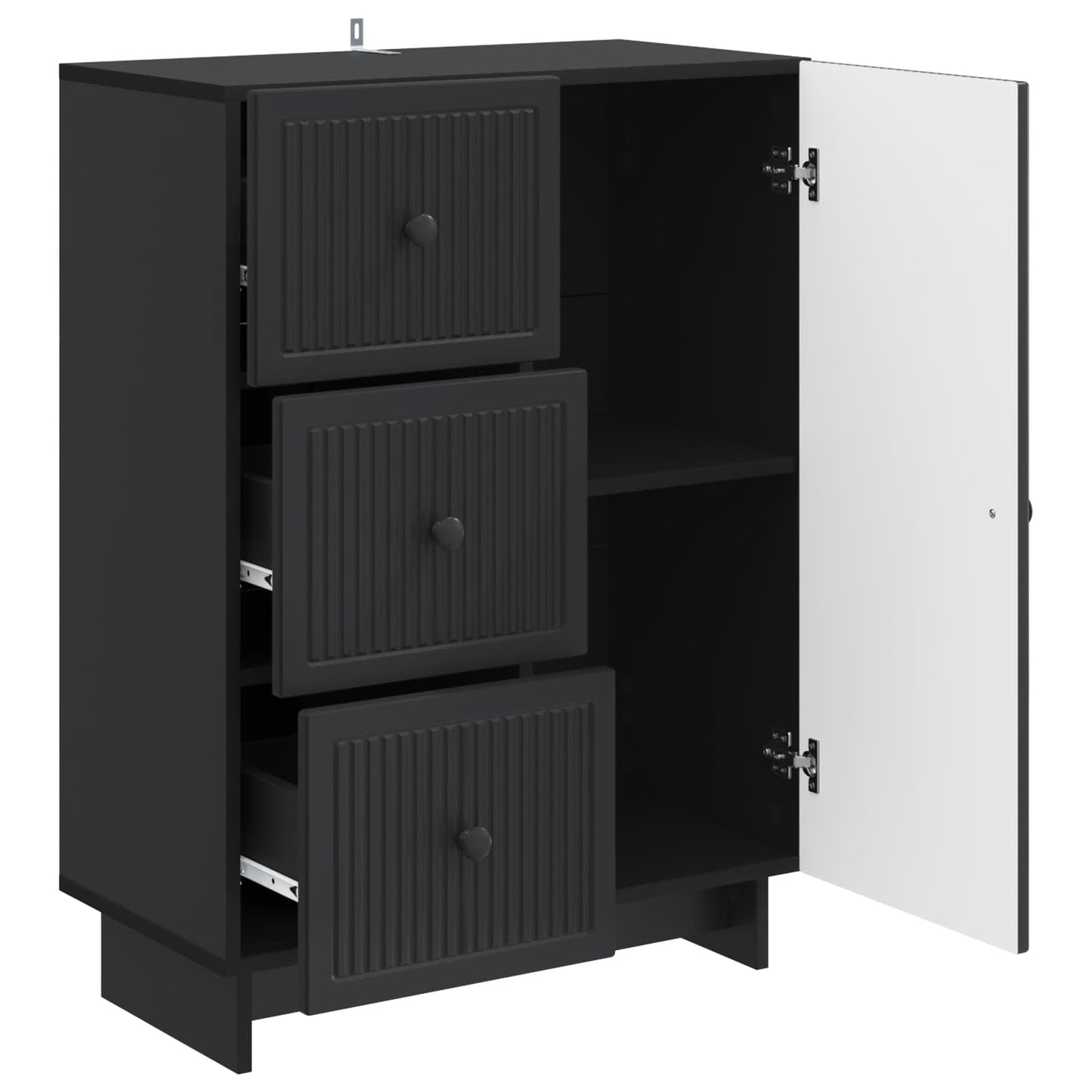 vidaXL Sideboard with Drawer Black 66 x 34.5 x 90 cm Engineered Wood