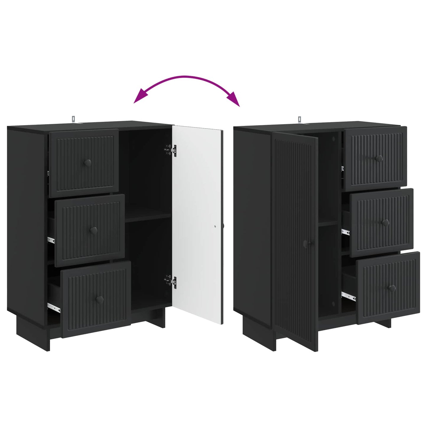 vidaXL Sideboard with Drawer Black 66 x 34.5 x 90 cm Engineered Wood