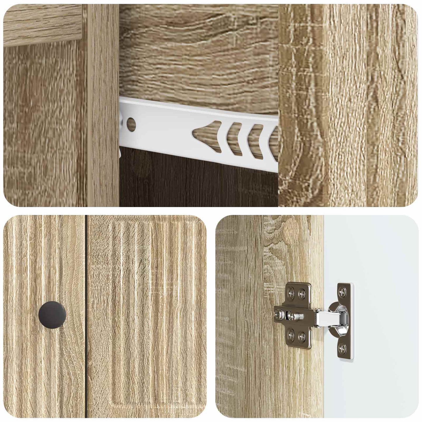 vidaXL Sideboard Sonoma Oak 66 x 34.5 x 90 cm Engineered Wood