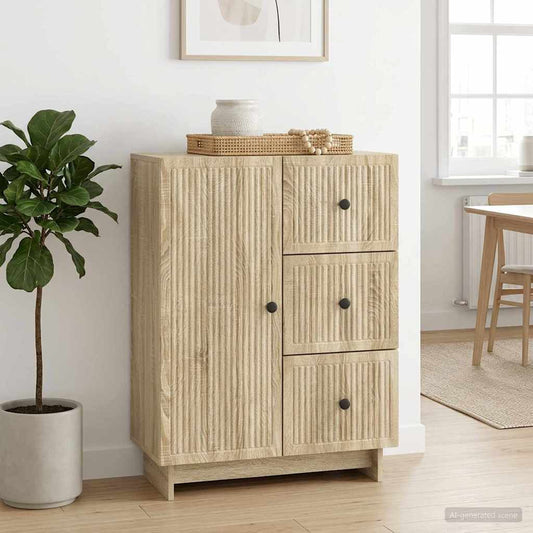 vidaXL Sideboard Sonoma Oak 66 x 34.5 x 90 cm Engineered Wood