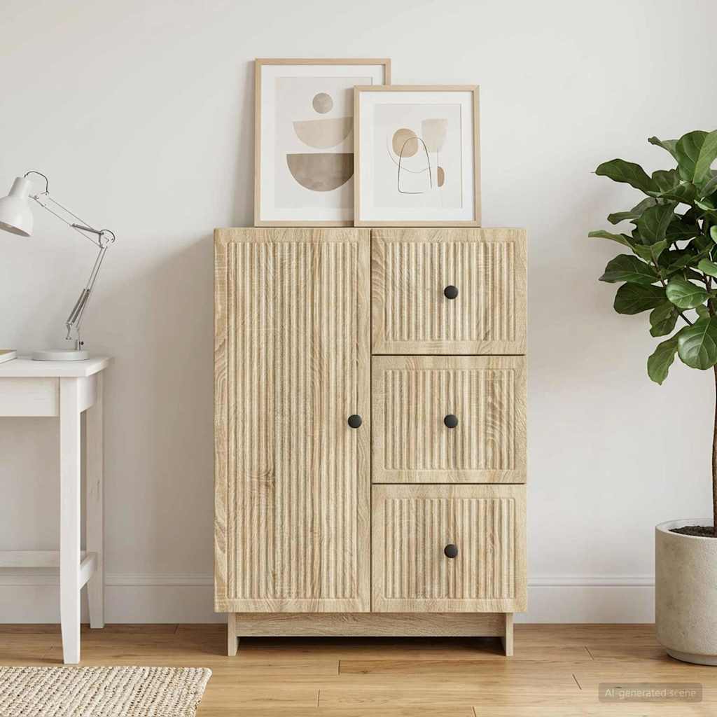vidaXL Sideboard Sonoma Oak 66 x 34.5 x 90 cm Engineered Wood