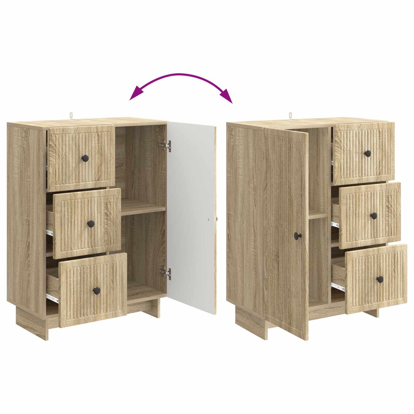 vidaXL Sideboard Sonoma Oak 66 x 34.5 x 90 cm Engineered Wood
