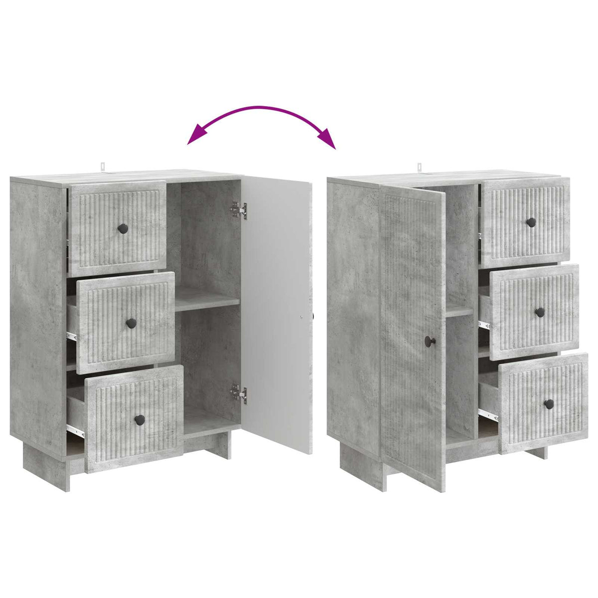 vidaXL Sideboard Concrete Grey 66 x 34.5 x 90 cm Engineered Wood