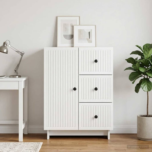 vidaXL Sideboard High Gloss White 66 x 34.5 x 90 cm Engineered Wood