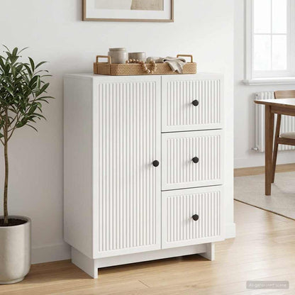 vidaXL Sideboard High Gloss White 66 x 34.5 x 90 cm Engineered Wood