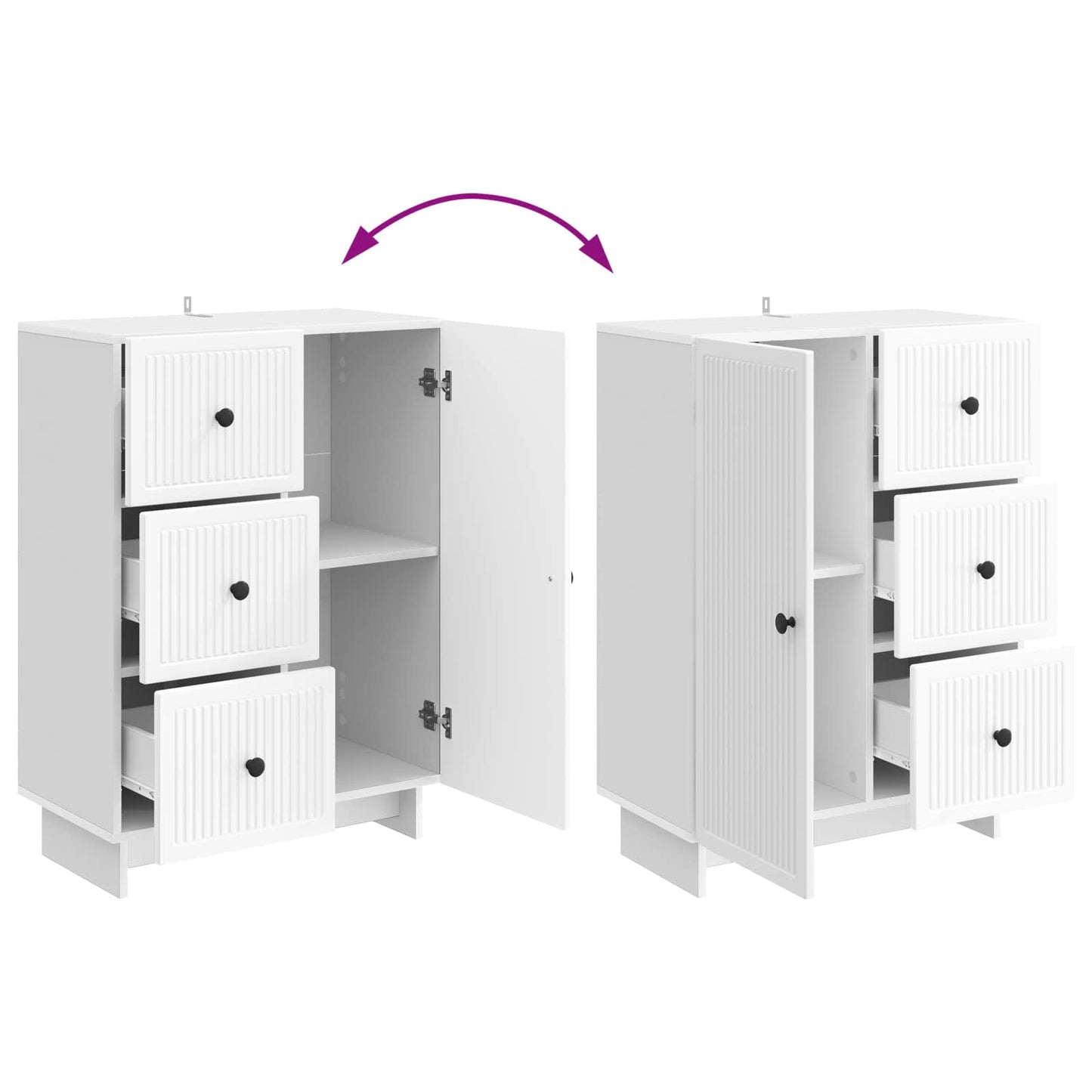 vidaXL Sideboard High Gloss White 66 x 34.5 x 90 cm Engineered Wood