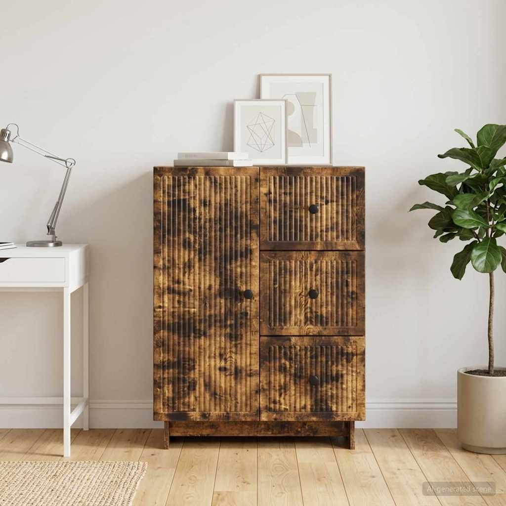 vidaXL Sideboard Smoked Oak 66 x 34.5 x 90 cm Engineered Wood