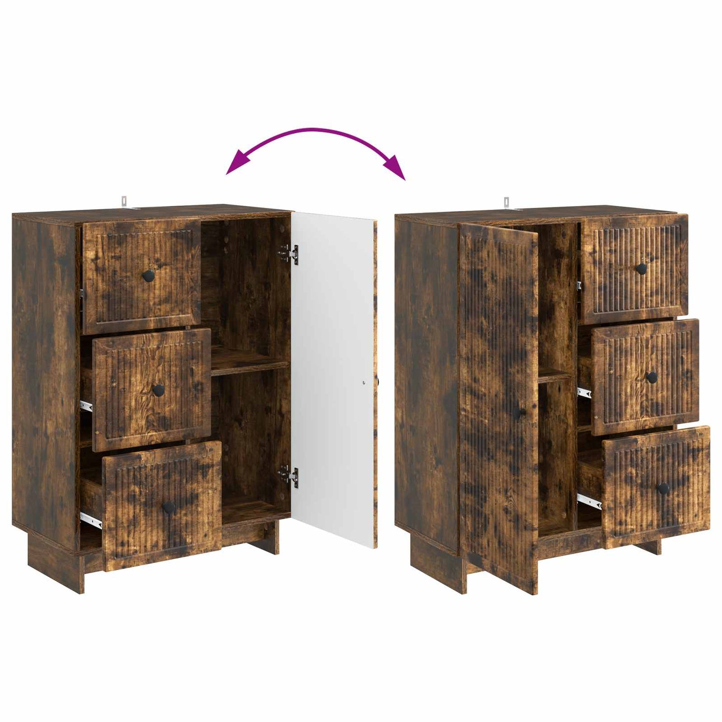 vidaXL Sideboard Smoked Oak 66 x 34.5 x 90 cm Engineered Wood