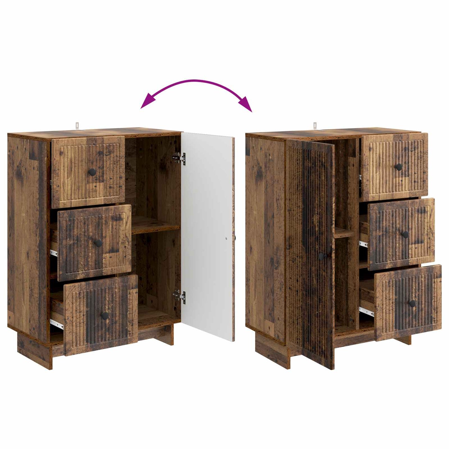 vidaXL Sideboard Old Wood 66 x 34.5 x 90 cm Engineered Wood