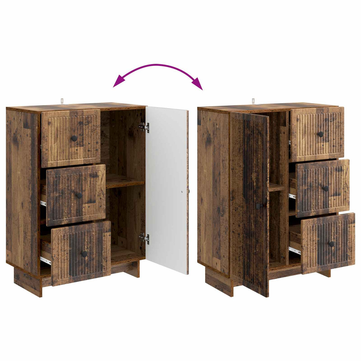vidaXL Sideboard Old Wood 66 x 34.5 x 90 cm Engineered Wood