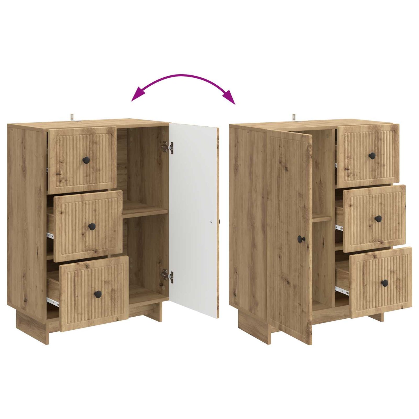 vidaXL Sideboard Artisan Oak 66 x 34.5 x 90 cm Engineered Wood