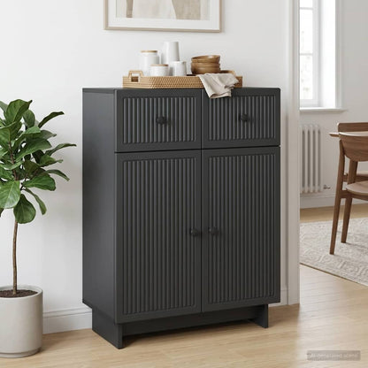 vidaXL Sideboard with Drawer Black 66 x 34.5 x 90 cm Engineered Wood