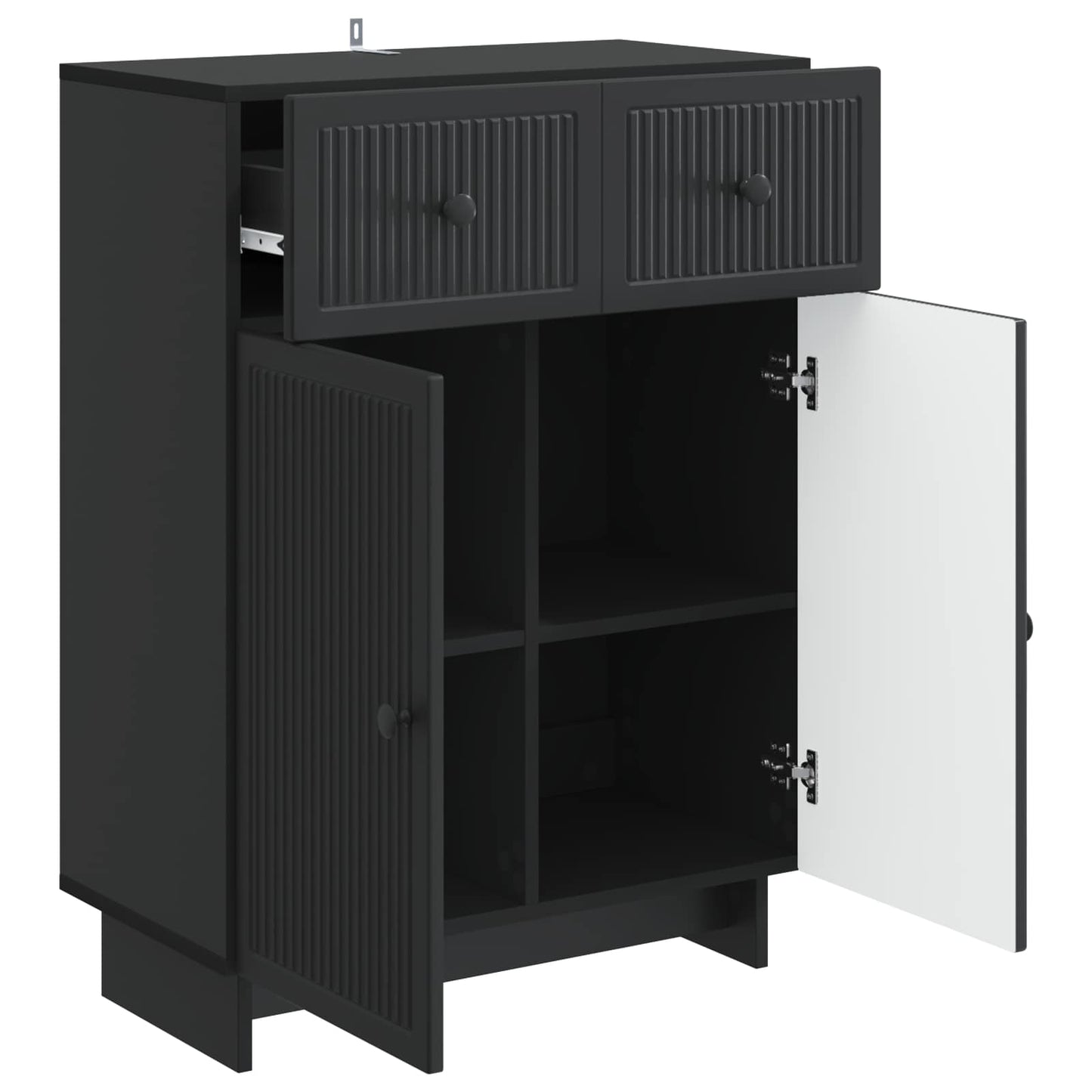 vidaXL Sideboard with Drawer Black 66 x 34.5 x 90 cm Engineered Wood