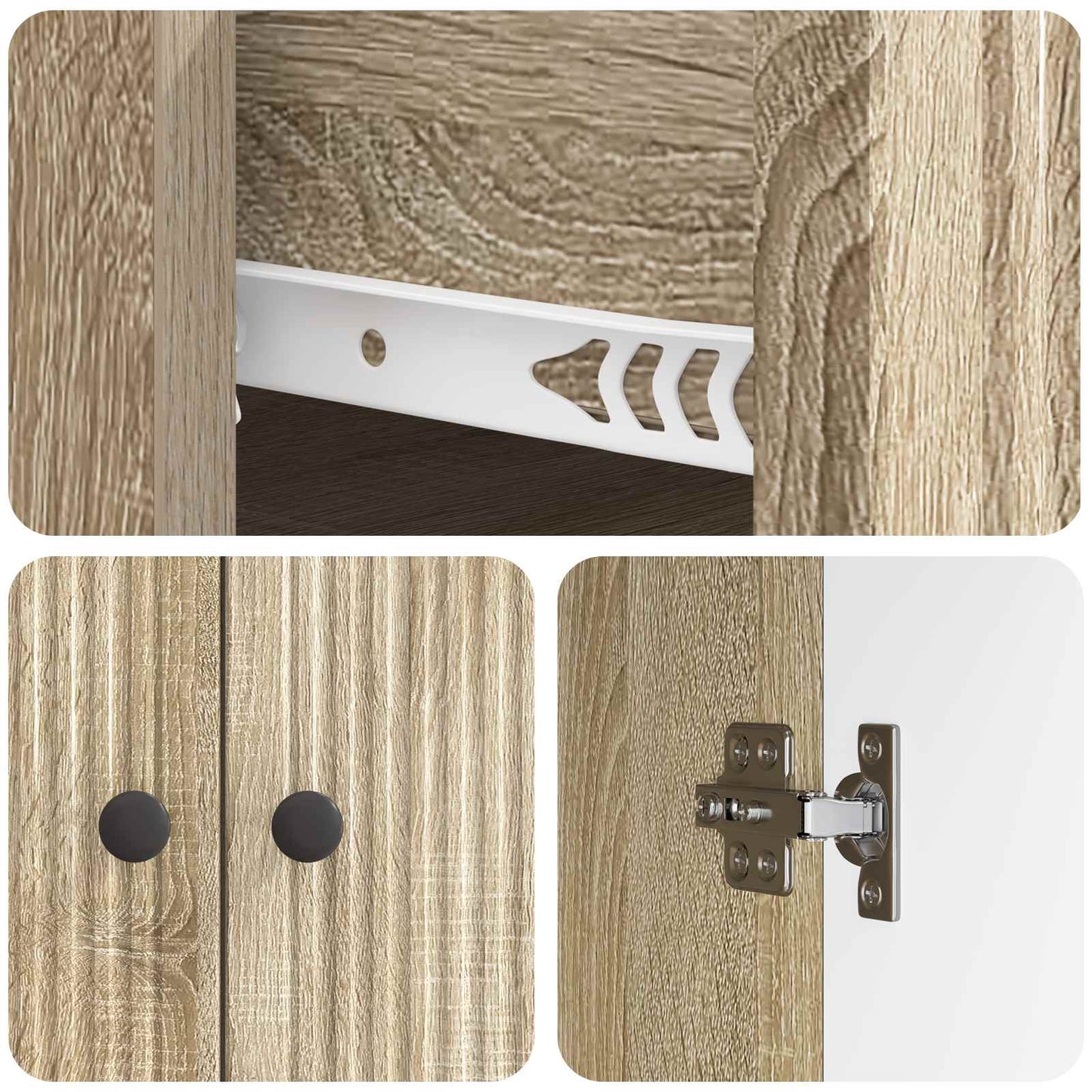 vidaXL Sideboard Sonoma Oak 66 x 34.5 x 90 cm Engineered Wood