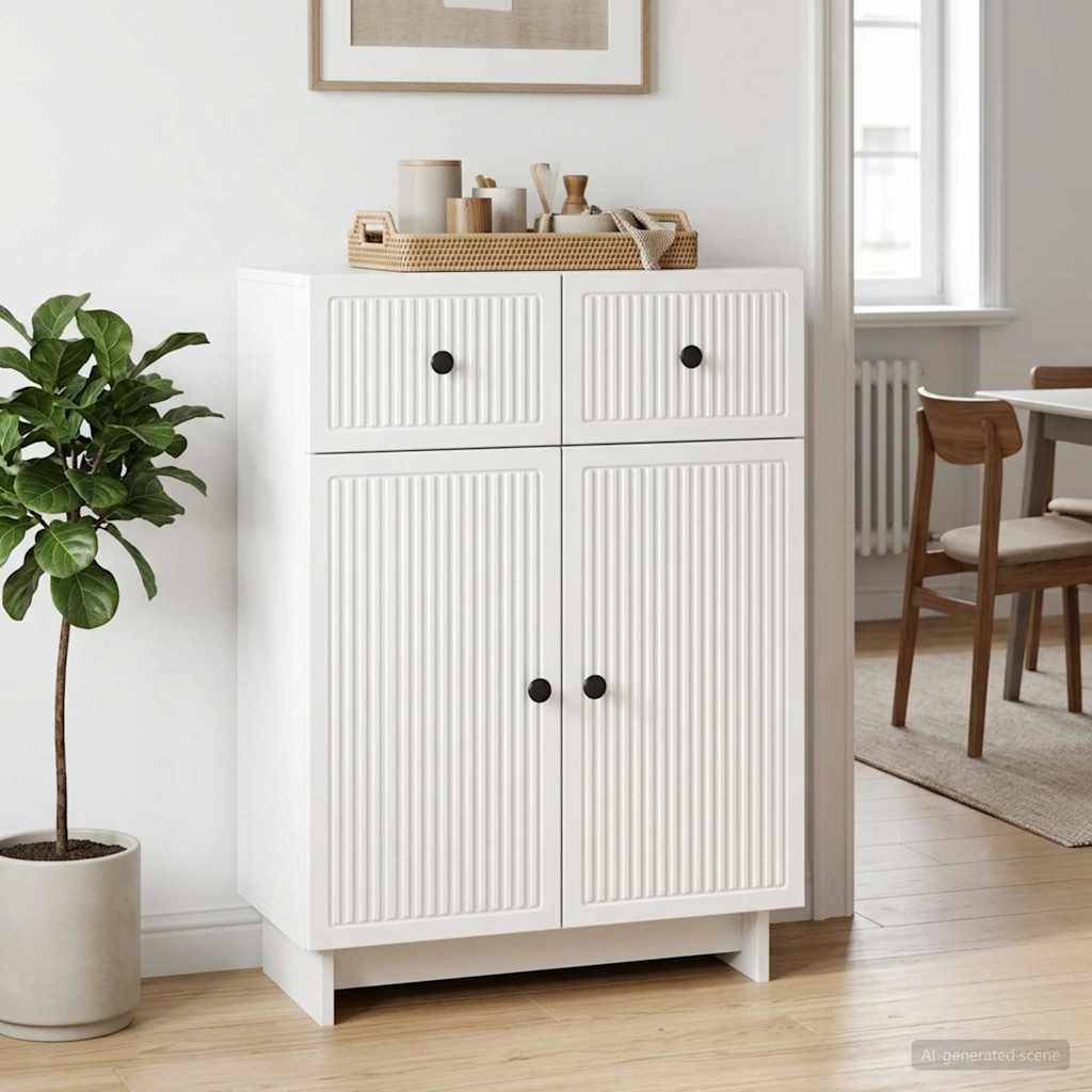 vidaXL Sideboard High Gloss White 66 x 34.5 x 90 cm Engineered Wood
