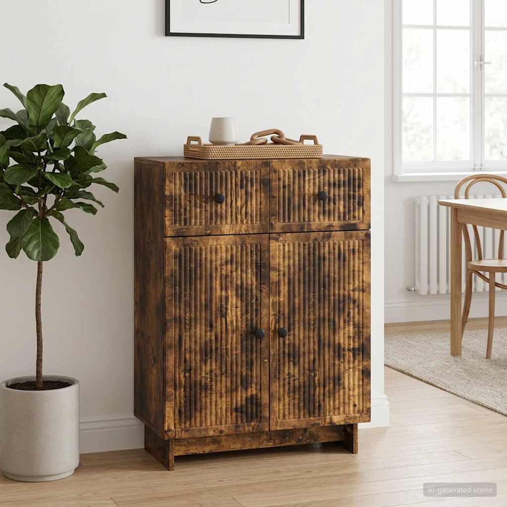 vidaXL Sideboard Smoked Oak 66 x 34.5 x 90 cm Engineered Wood