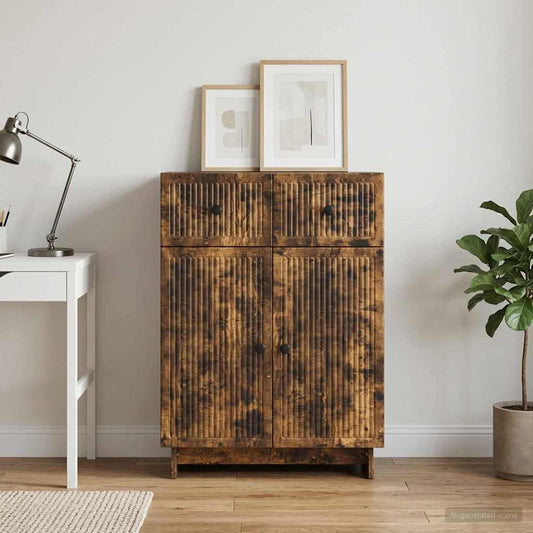 vidaXL Sideboard Smoked Oak 66 x 34.5 x 90 cm Engineered Wood