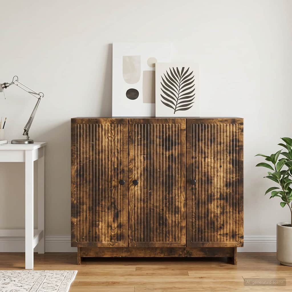 vidaXL Sideboard Smoked Oak 89 x 34.5 x 80 cm Engineered Wood