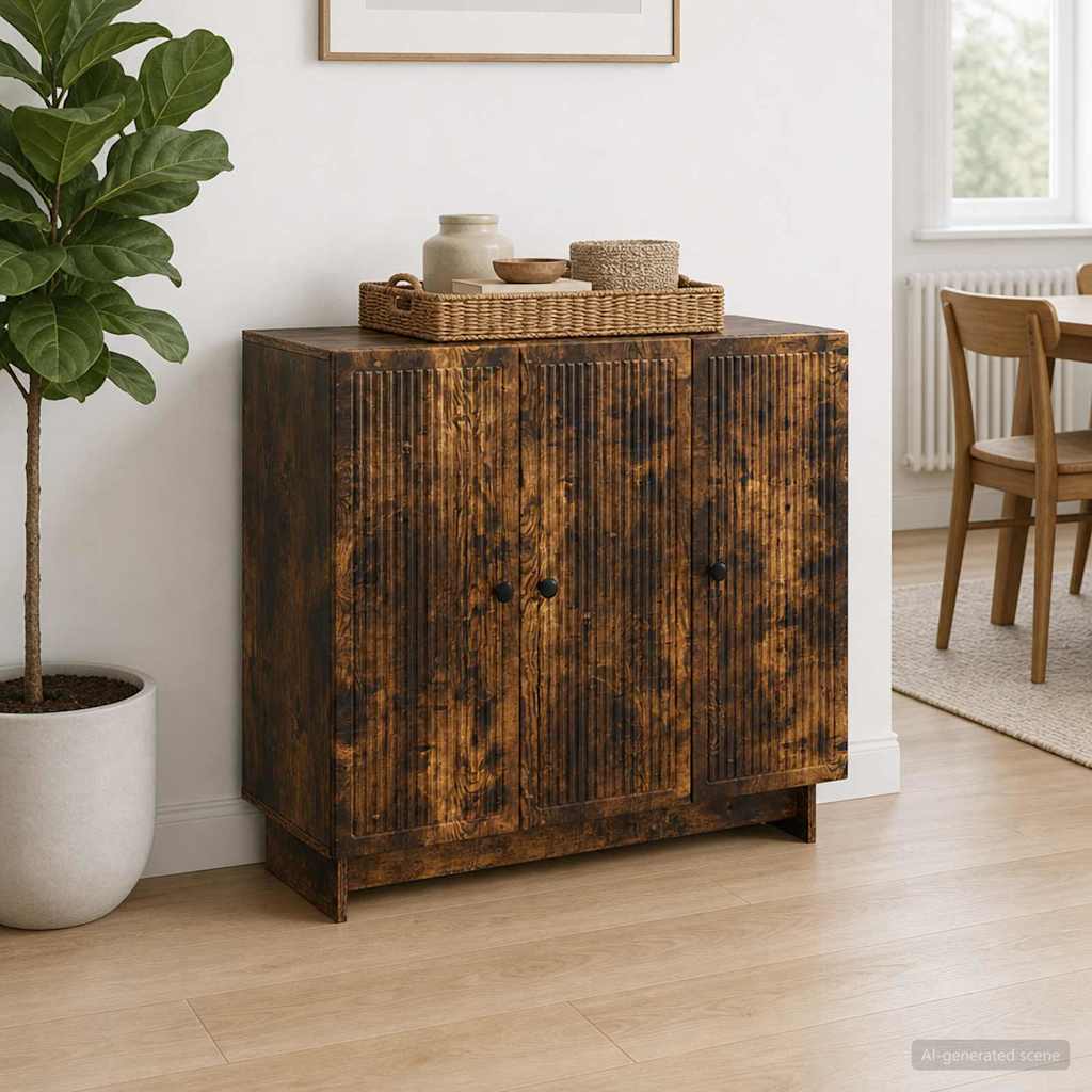 vidaXL Sideboard Smoked Oak 89 x 34.5 x 80 cm Engineered Wood