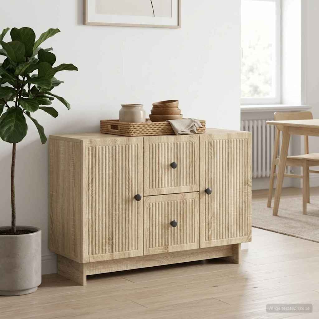 vidaXL Sideboard Sonoma Oak 89 x 34.5 x 60 cm Engineered Wood