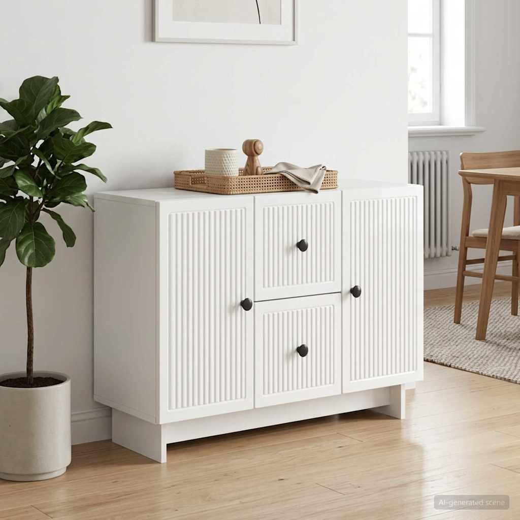 vidaXL Sideboard High Gloss White 89 x 34.5 x 60 cm Engineered Wood