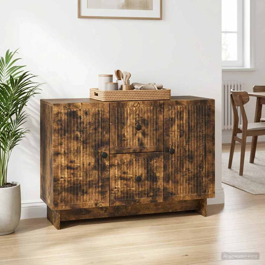 vidaXL Sideboard Smoked Oak 89 x 34.5 x 60 cm Engineered Wood