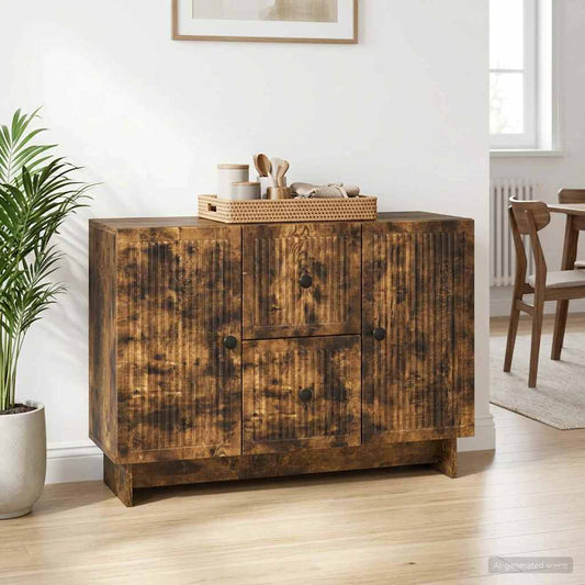 vidaXL Sideboard Smoked Oak 89 x 34.5 x 60 cm Engineered Wood