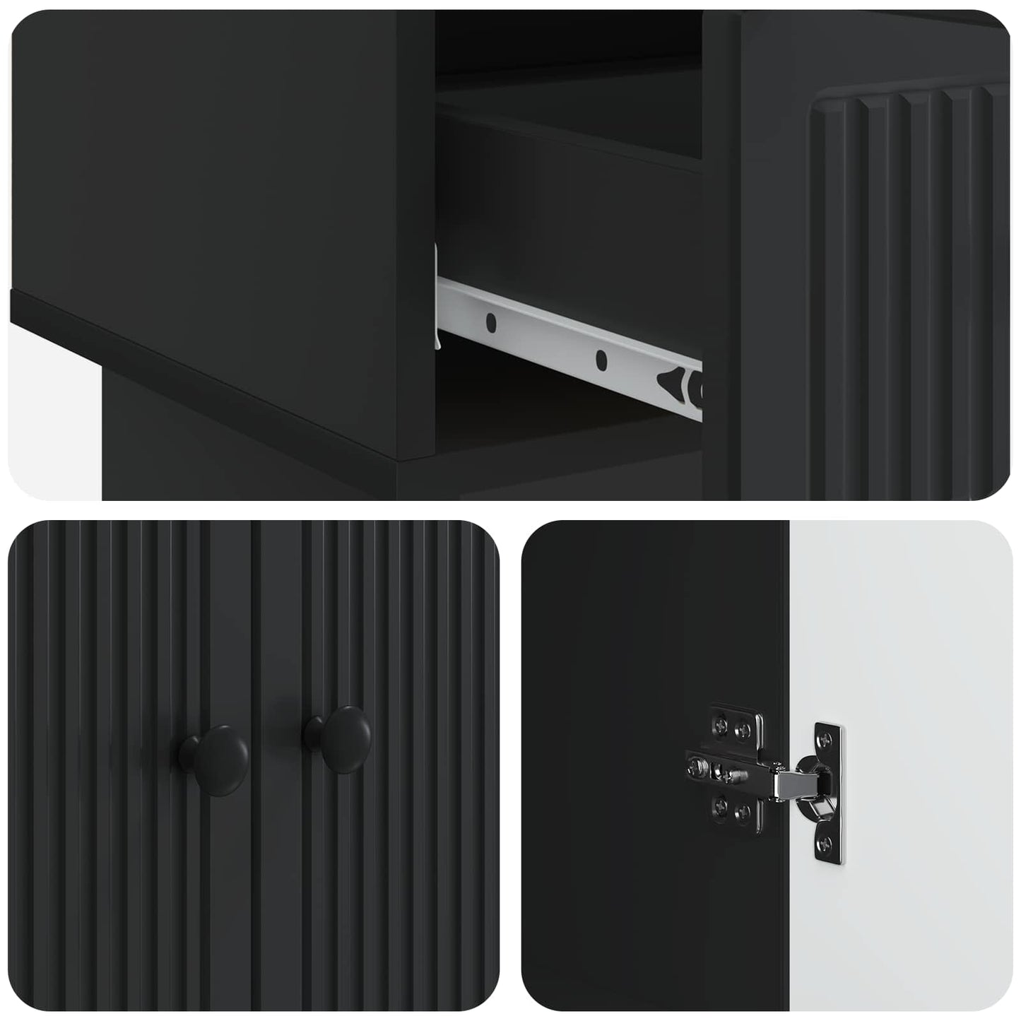 vidaXL Sideboard Black 66 x 34.5 x 95 cm Engineered Wood