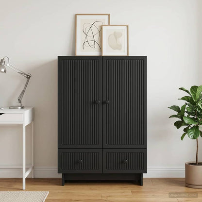 vidaXL Sideboard Black 66 x 34.5 x 95 cm Engineered Wood