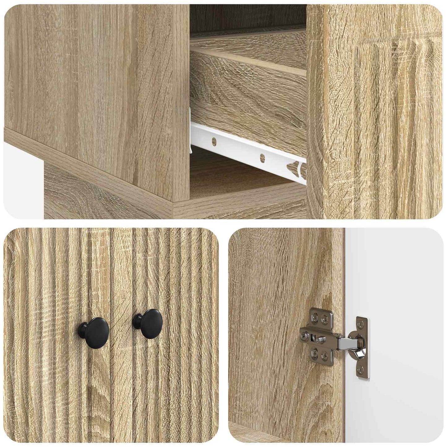 vidaXL Sideboard Sonoma Oak 66 x 34.5 x 95 cm Engineered Wood