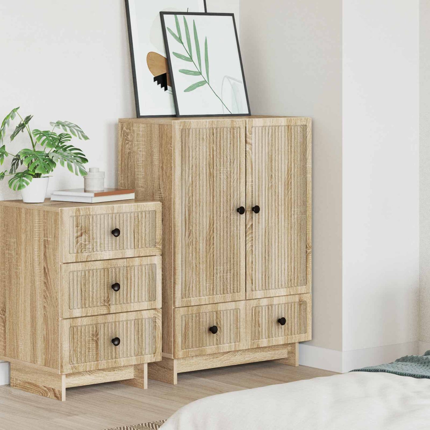 vidaXL Sideboard Sonoma Oak 66 x 34.5 x 95 cm Engineered Wood