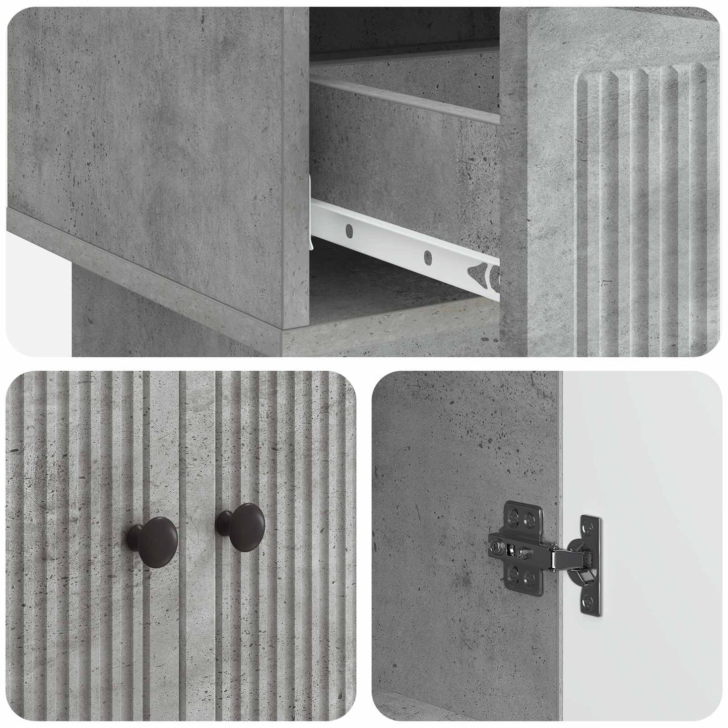 vidaXL Sideboard Concrete Grey 66 x 34.5 x 95 cm Engineered Wood