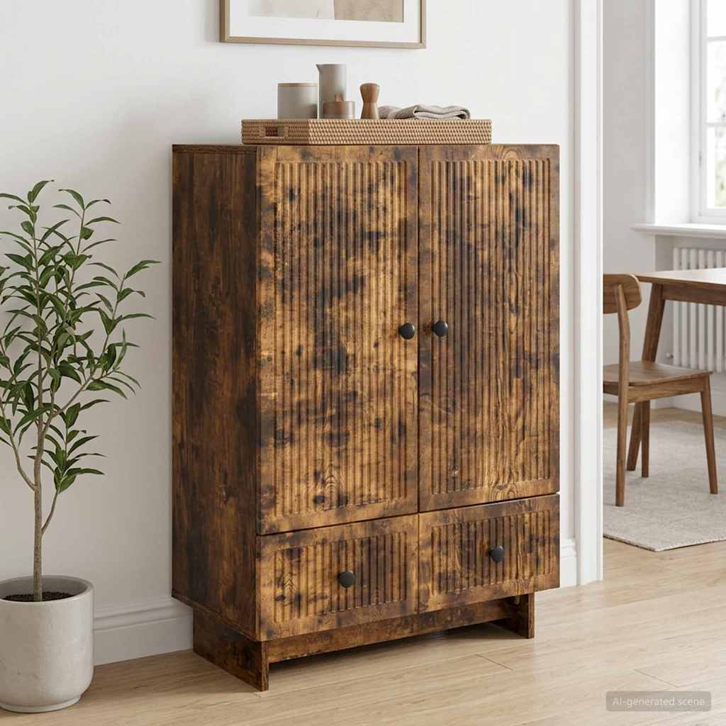 vidaXL Sideboard Smoked Oak 66 x 34.5 x 95 cm Engineered Wood