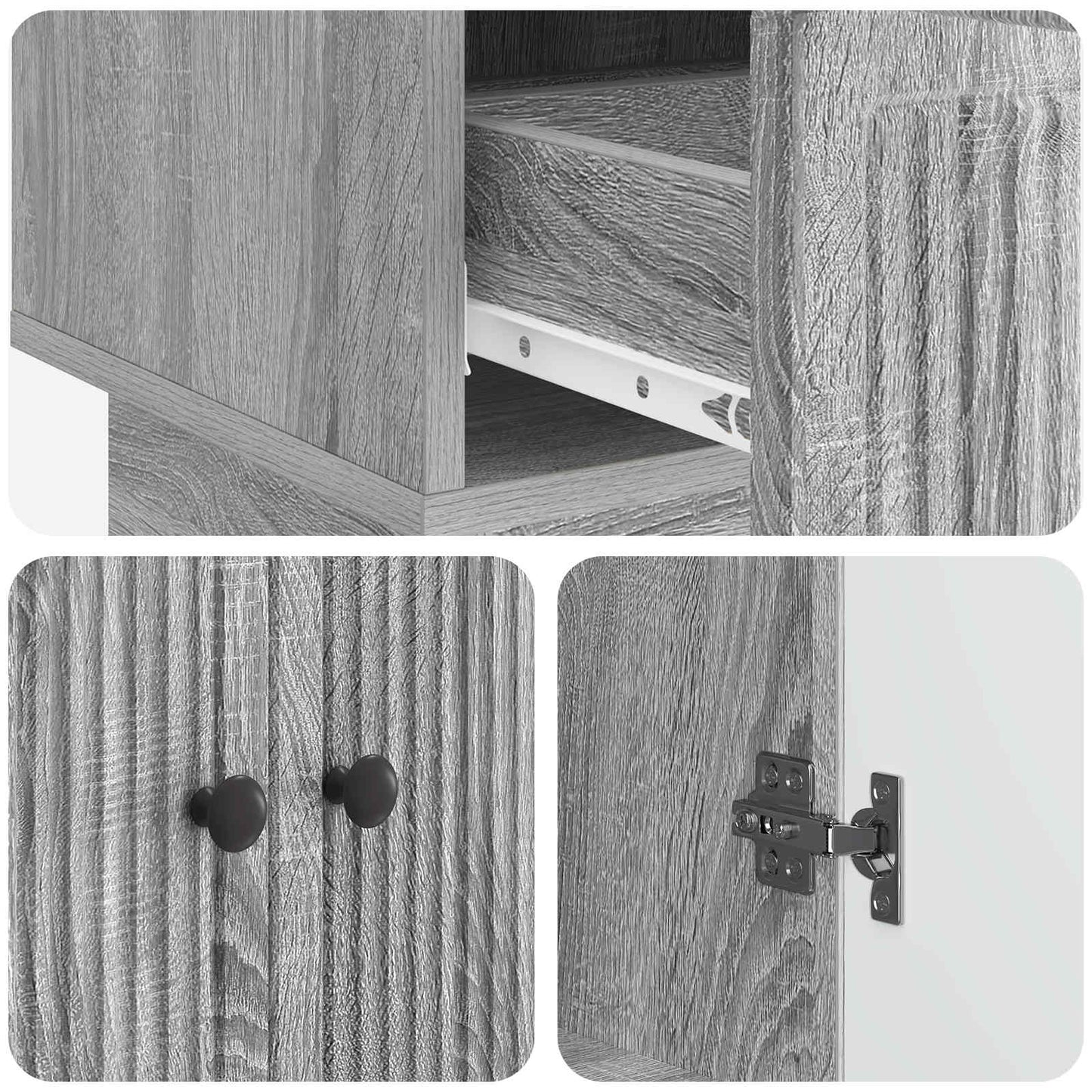 vidaXL Sideboard Grey Sonoma 66 x 34.5 x 95 cm Engineered Wood