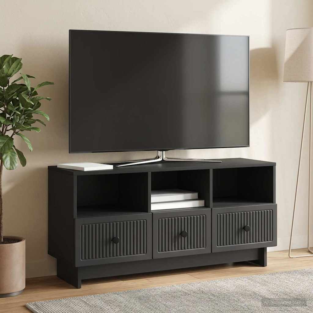 vidaXL TV Cabinet with Drawer Black 102 x 34.5 x 50 cm Engineered Wood