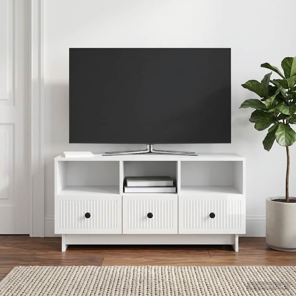 vidaXL TV Cabinet High Gloss White 102 x 34.5 x 50 cm Engineered Wood