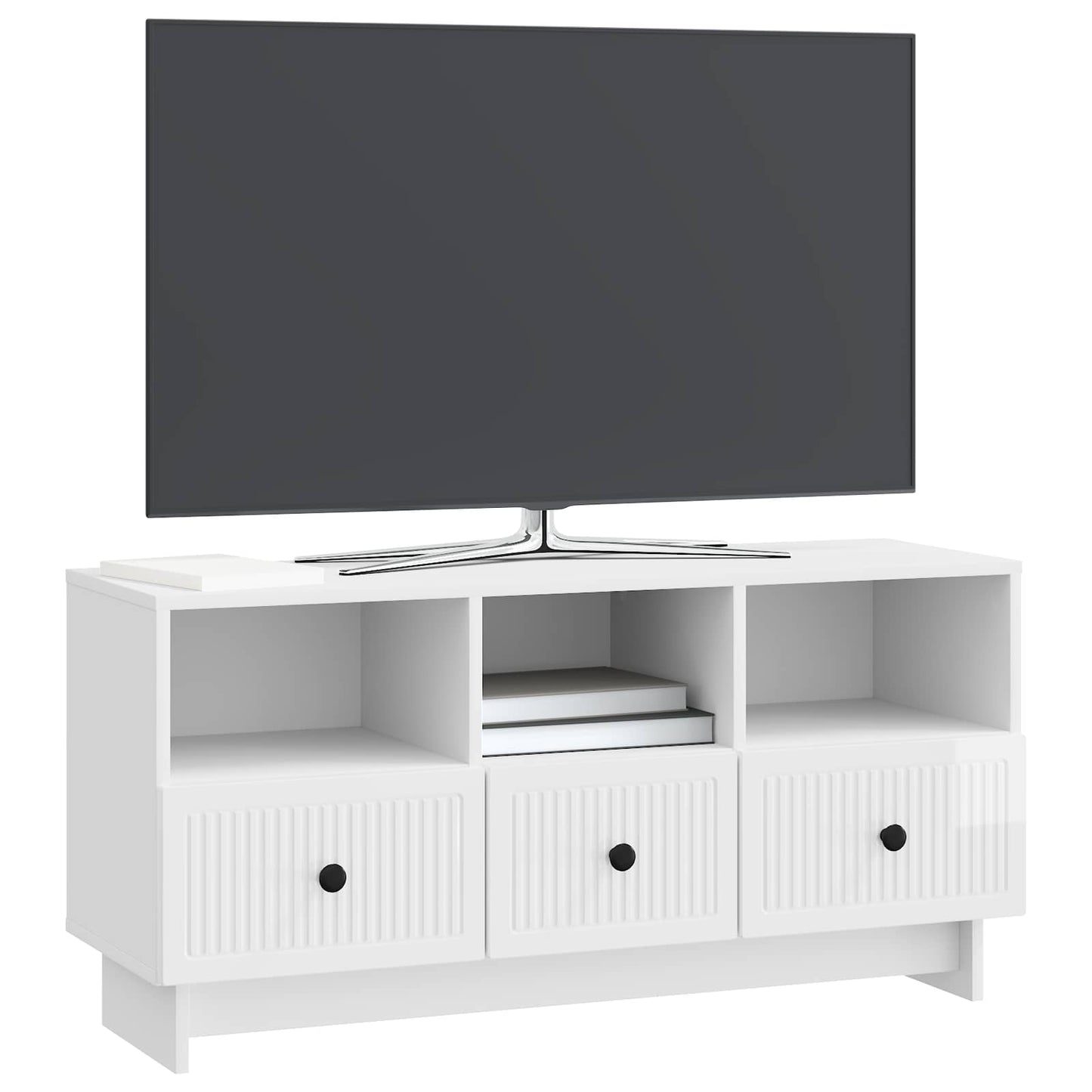 vidaXL TV Cabinet High Gloss White 102 x 34.5 x 50 cm Engineered Wood