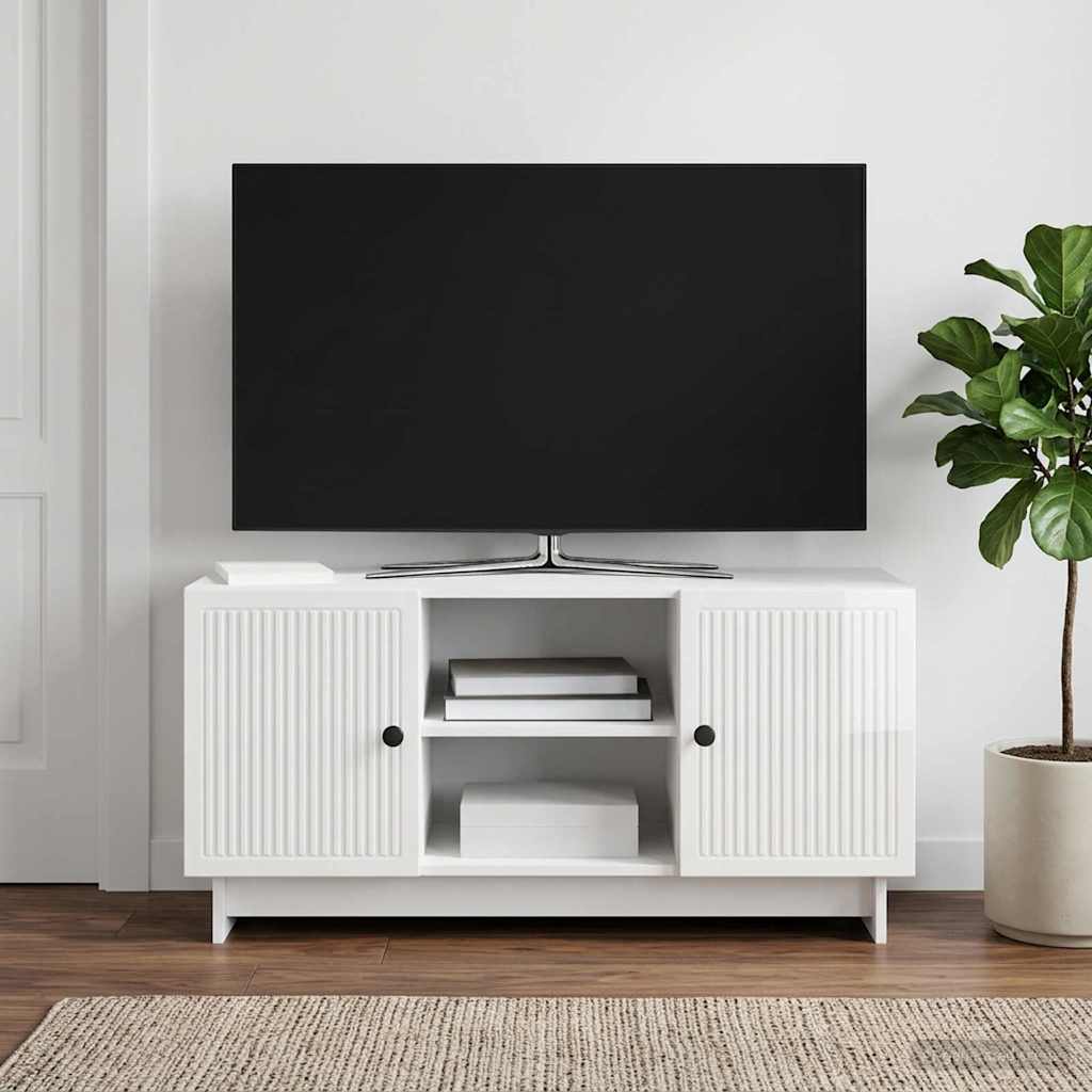 vidaXL TV Cabinet 102 x 34.5 x 50 cm High Gloss White Engineered Wood