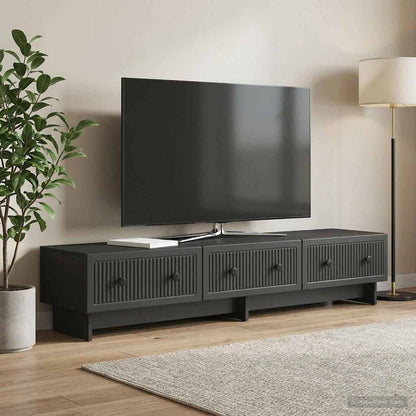 vidaXL TV Cabinet with Drawer Black 147 x 34.5 x 30 cm Engineered Wood