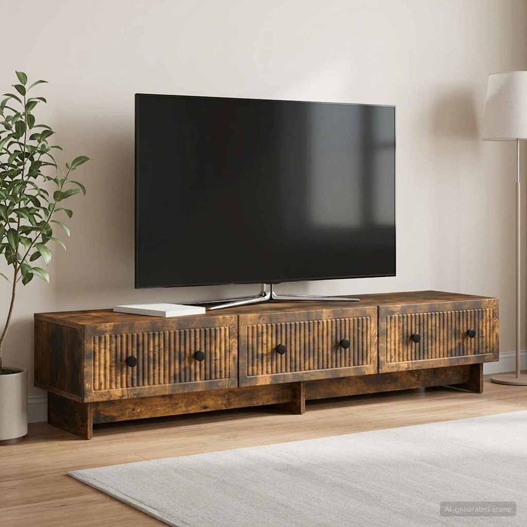 vidaXL TV Cabinet 147 x 34.5 x 30 cm Smoked Oak Engineered Wood