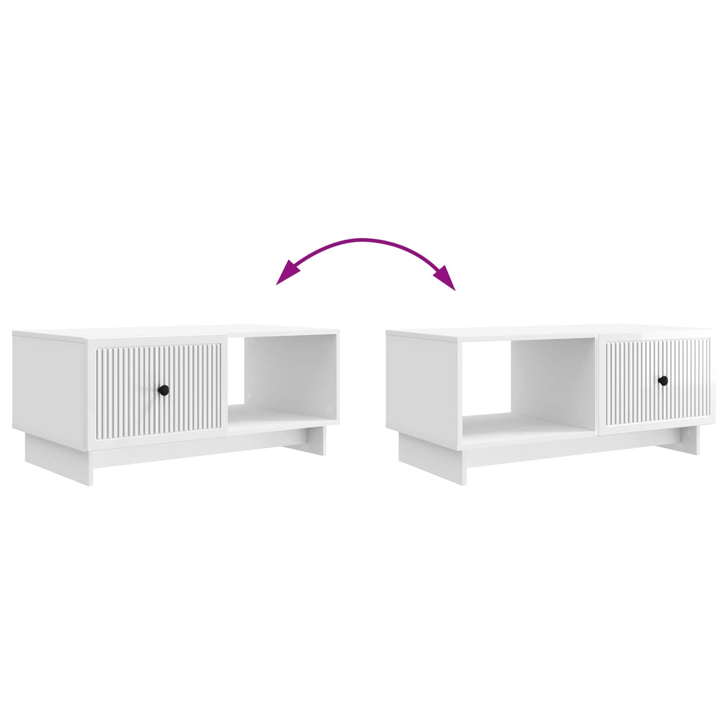 vidaXL Coffee Table High Gloss White 90 x 50 x 40 cm Engineered Wood