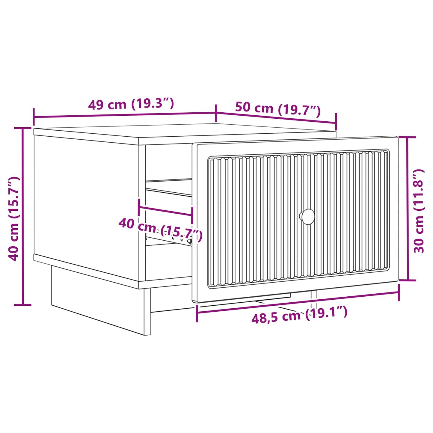 vidaXL Coffee Table Concrete Grey 49 x 50 x 40 cm Engineered Wood