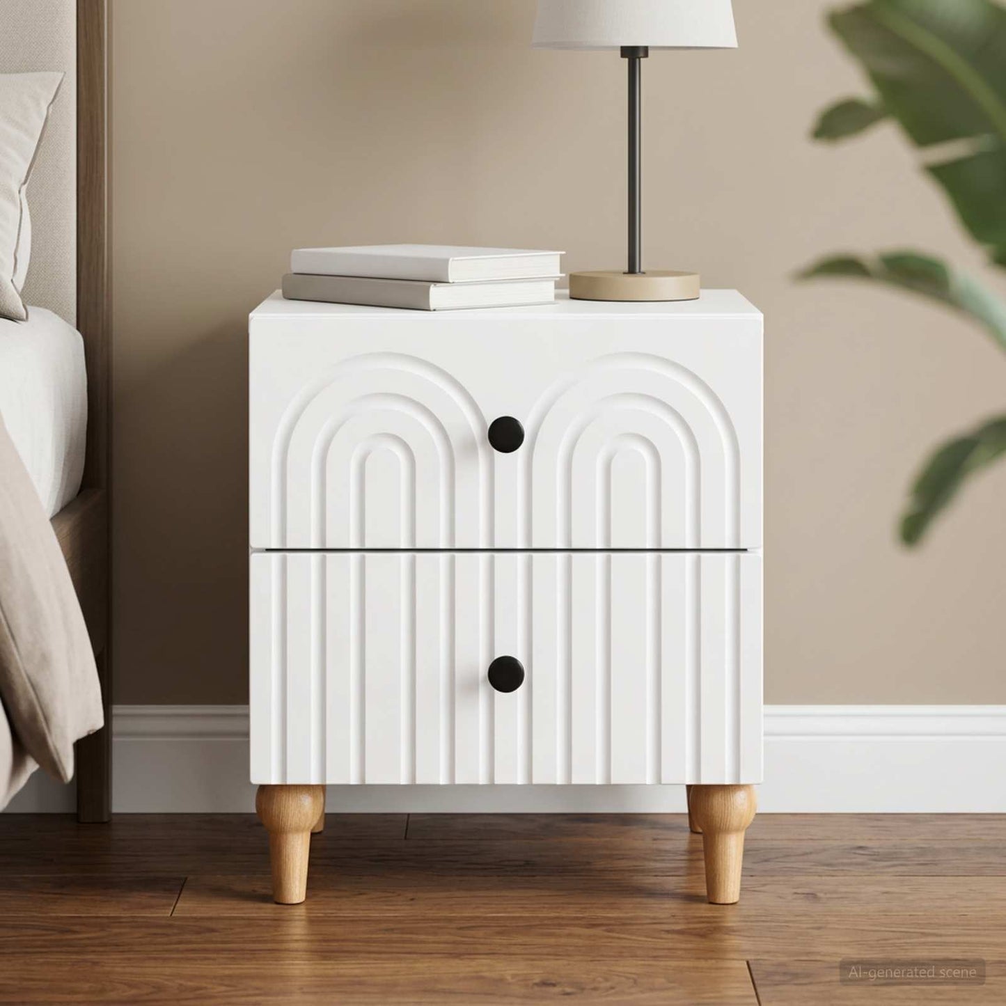 vidaXL Bedside Cabinet White 43 x 34.5 x 48 cm Engineered Wood
