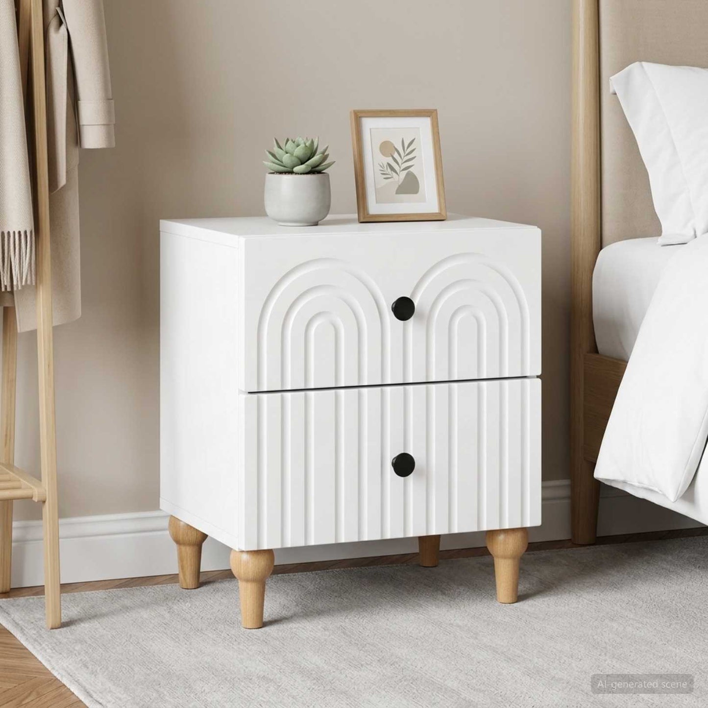 vidaXL Bedside Cabinet 2 pcs White 43 x 34.5 x 48 cm Engineered Wood